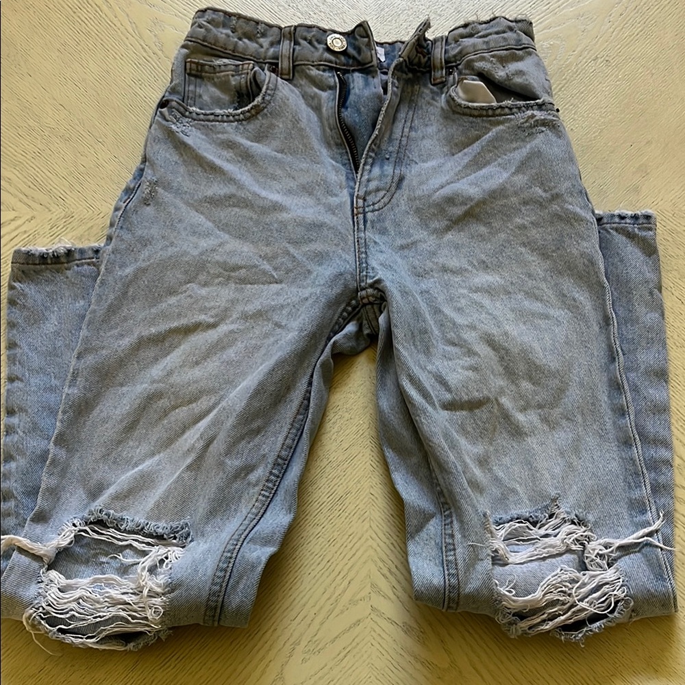 Zara Relaxed Fit Distressed Blue Jeans